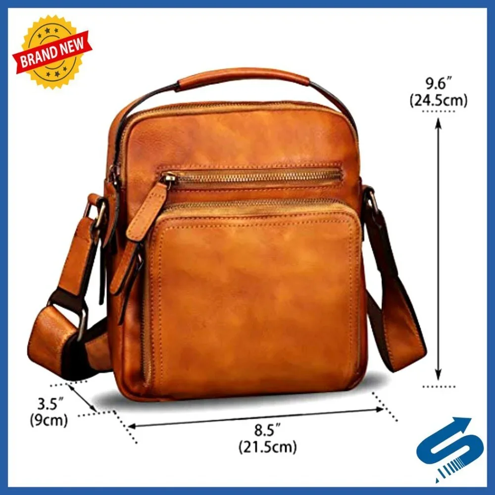 Genuine Leather Messenger Bag Crossbody Shoulder Satchel Medium Size